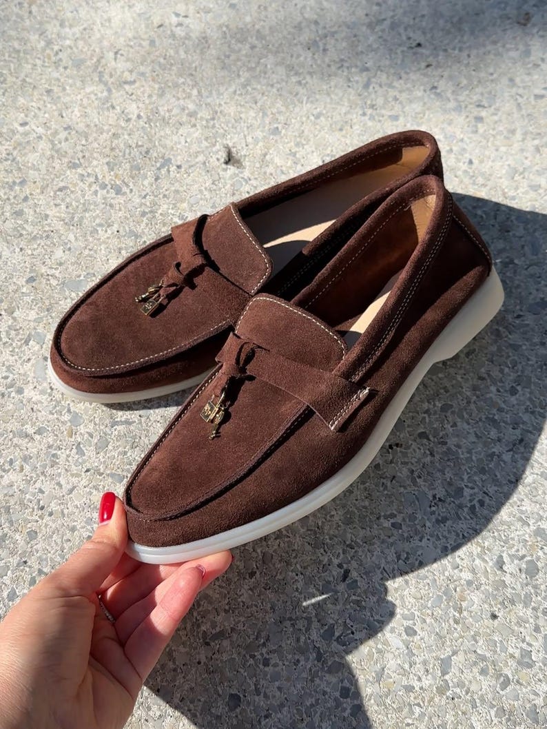 Italian style suede loafers for women featuring premium suede, slip-on design and comfortable everyday fit.