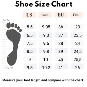 Women sandals size chart EU 36 to 41 foot length guide
