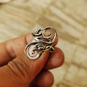 Verzierter Spiralring, Langer Statement Frauen Ring, 925 Silber Boho Ostern Muttertagsschmuck