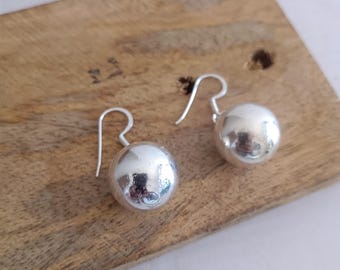 Handmade Sterling Silber Ball Tropfen Ohrringe | Minimalistischer Schmuck