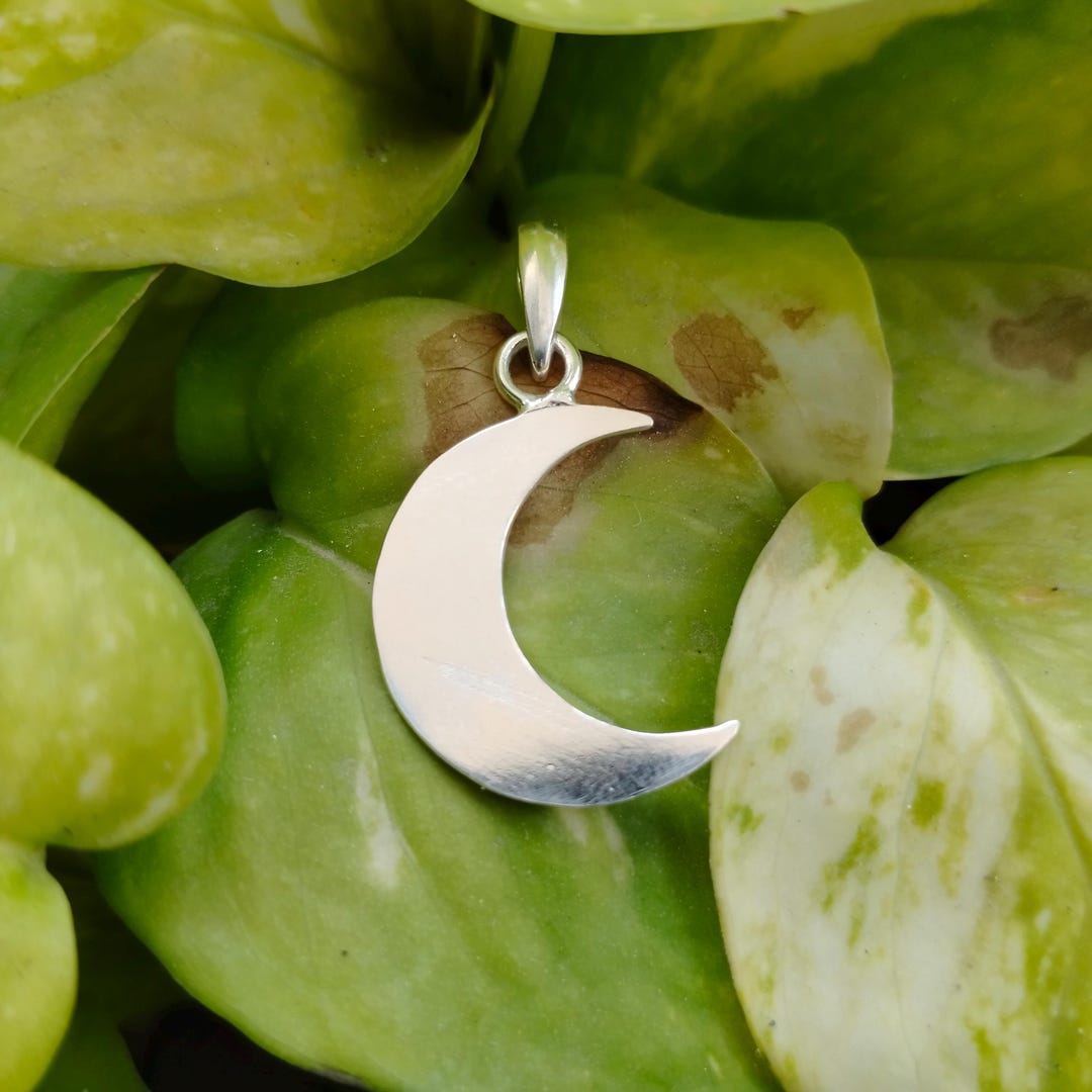 Sterling Silver Crescent Moon Pendant Necklace: Handmade Celestial ...