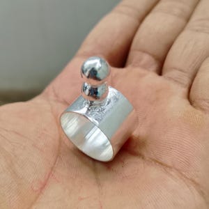 Handmade Sterling Silver Wide Band Ring: Double Dome Statement Jewelry
