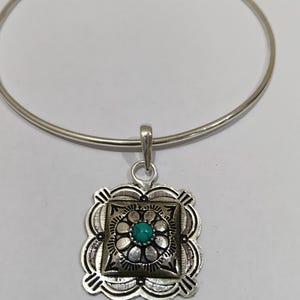 Colgante de flor turquesa, gargantilla de plata, joyería vintage estilo navajo, collar llamativo estilo boho, colgante artesanal imagen 5