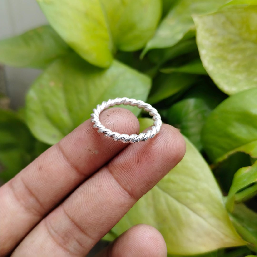 Handmade Sterling Silver Twisted Rope Ring | Minimalist Band - Etsy