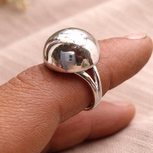 Ball Ring 925 Sterling Silber, Dome Sphere Stilvoller Minimalist Ring, Geometrie Design handgemachter Schmuck