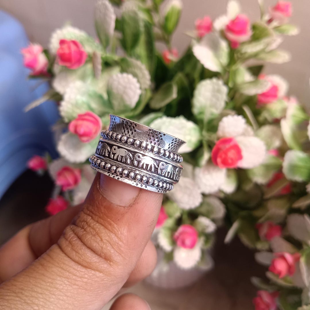 Sterling Silver Elephant Spinner Ring | Fidget Anxiety Ring | Boho ...