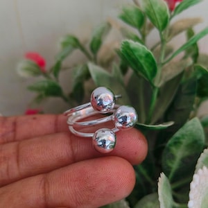 Sterling Silver Triple Ball Ring | Minimalist Boho Stacking Ring