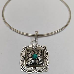 Colgante de flor turquesa, gargantilla de plata, joyería vintage estilo navajo, collar llamativo estilo boho, colgante artesanal imagen 10