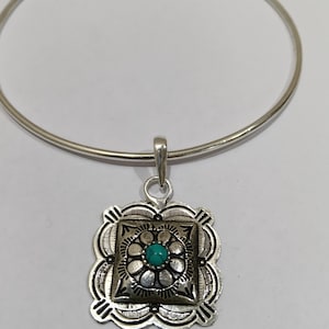 Colgante de flor turquesa, gargantilla de plata, joyería vintage estilo navajo, collar llamativo estilo boho, colgante artesanal imagen 9