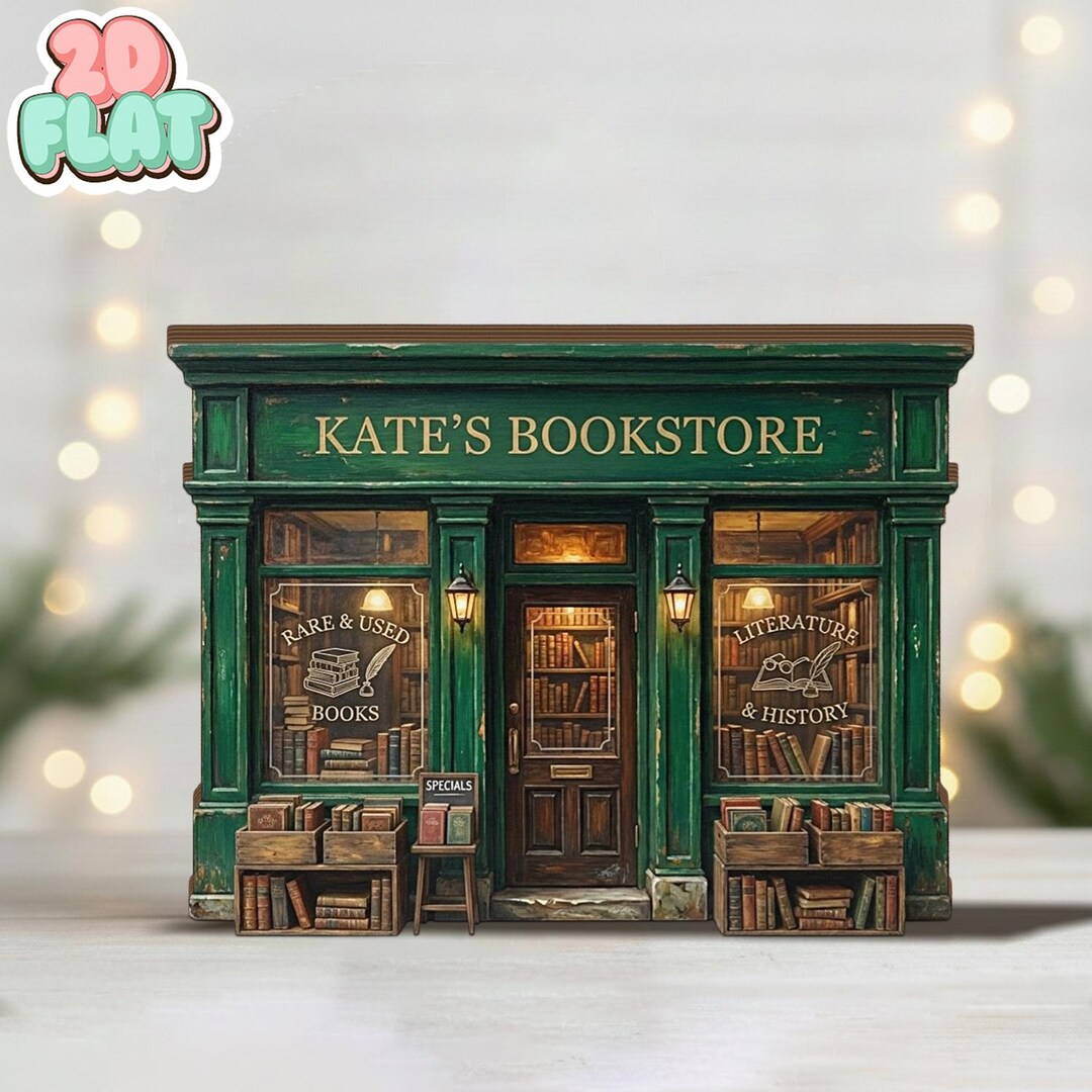 Personalized Irish Bookstore 2D FLAT Wooden Block, Vintage Bookshop ...