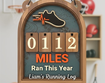 Letrero personalizado para registrar kilómetros de carrera, Tablero de registro de carreras personalizado, Exhibidor de kilometraje para corredores, Regalo decorativo para amantes del running