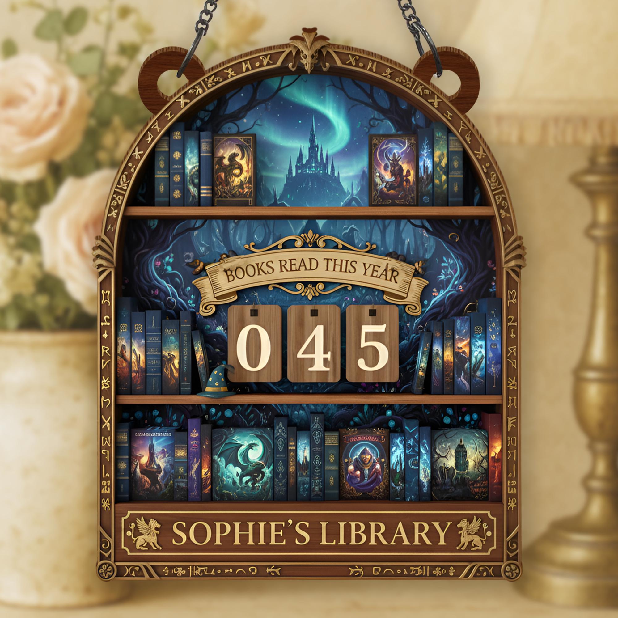 Discover Personalized Fantasy Book Tracker Sign, Magical Reading Chart, Book Lover Gift, Custom Library Decor, Dragon Shelf Sign