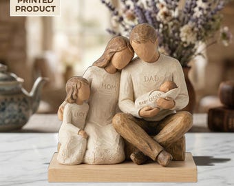 Bloc en bois plat 2D personnalisé souvenir de famille, cadeau maman papa, souvenir parent, sculpture sur bois personnalisée, décoration fête des mères fête des pères
