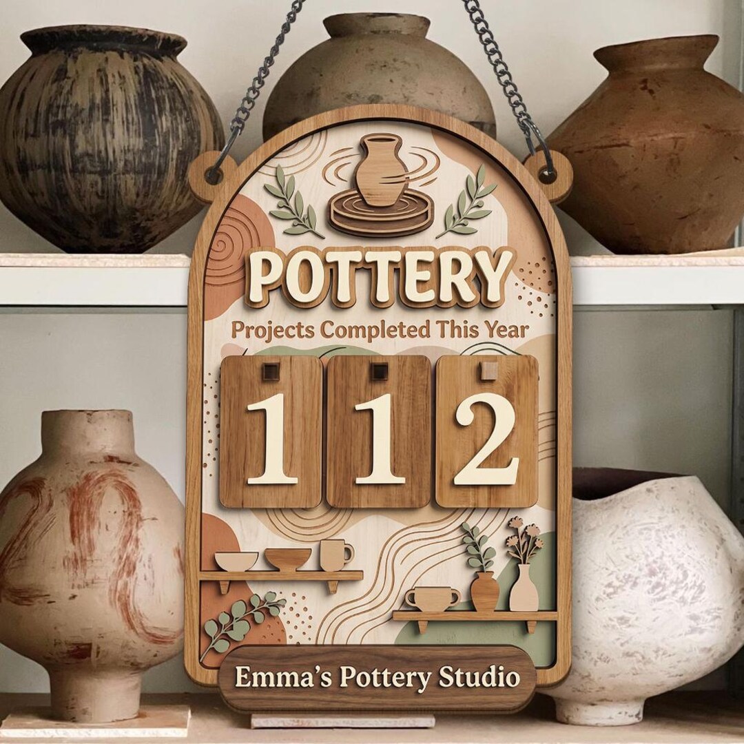 Pottery Projects Tracker Sign, Personalized Pottery Log Board, Ceramic Artist Progress Counter ...
