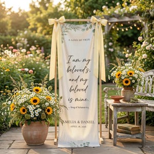 I Am My Beloved Banner, Bible Verse Wedding Sign, Christian Ceremony Backdrop, Elegant Wedding Decor, Custom Couple Banner