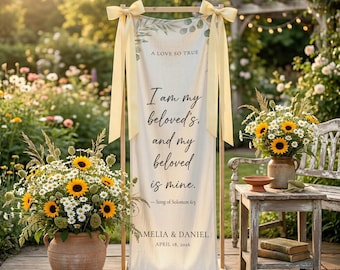 I Am My Beloved Banner, Bible Verse Wedding Sign, Christian Ceremony Backdrop, Elegant Wedding Decor, Custom Couple Banner