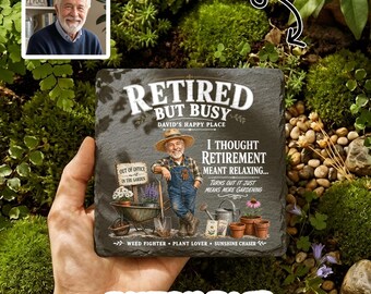 Personalized Retired Gardener Garden Stone, Custom Face Garden Decor, Funny Retirement Gift, Gardening Lover Plaque