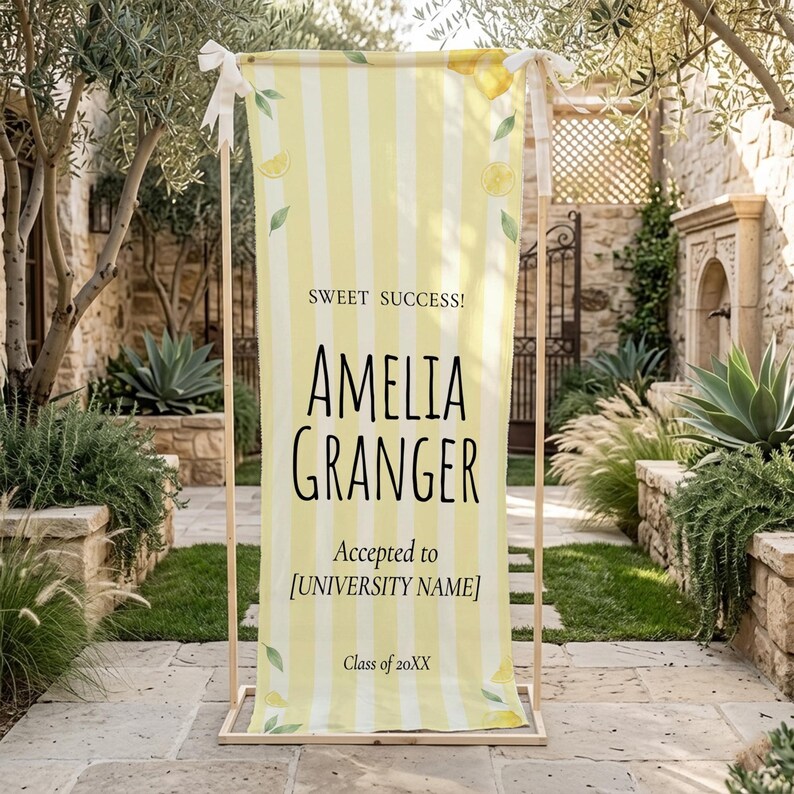Lemon Grad Backdrop Lemon Graduation Banner, Citrus Grad Party Decor, Personalized Name ...