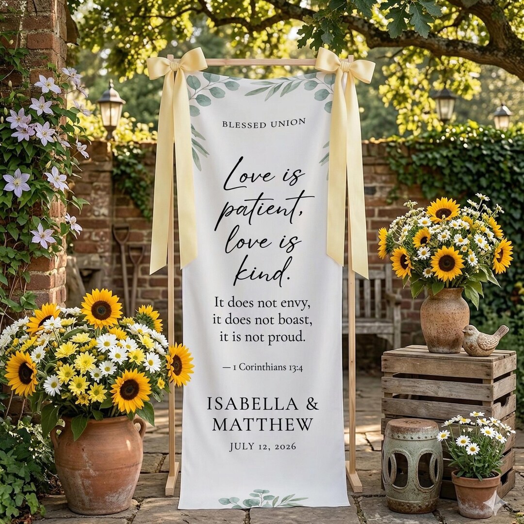 Love is Patient Wedding Banner, Bible Verse Sign, Christian Wedding ...