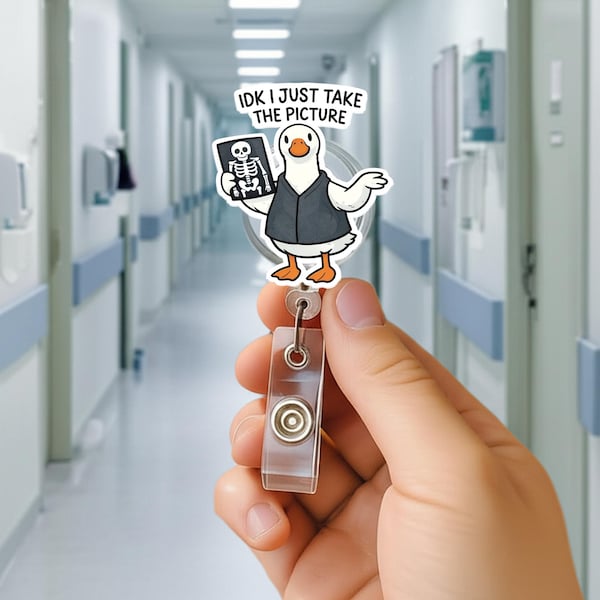 Porta badge divertente per tecnici radiologici, porta badge a forma di oca per radiologia, clip per badge per tecnici radiologici, regalo per radiologia, porta badge medico