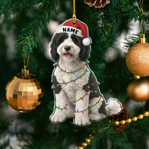 Bernedoodle Dog Ornament, Personalized Christmas Decor, Custom Pet Gift, Cute Puppy Holiday Tree Ornament