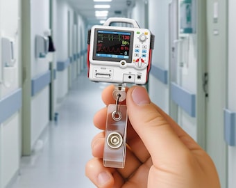 Porta badge per defibrillatore, porta badge per cardiofrequenzimetro, divertente regalo per infermiere EMT, clip per targhetta con nome per tecnici medici, accessori per terapia intensiva del pronto soccorso, regalo per dottori e infermieri