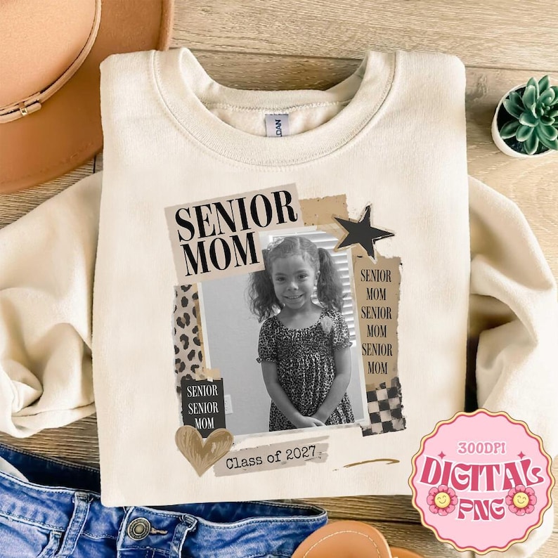 Custom Photo Senior Mom Shirt png, Class of 2026 Graduation Tee png, Proud Mom Gift, High School Graduation png, Proud Family Matching Tee image 4
