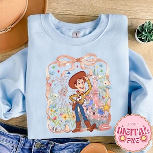 Disneyland Coquette Bow Toy Story PNG, Lindo archivo digital de vacaciones familiares en Magic Kingdom, Archivo vintage de Woody Jessie Buzz Lightyear imagen 2