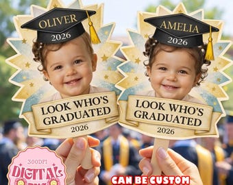 Custom Photo Graduation Celebration Fans, Class of 2026 Graduation Fans with Wooden Handle, Congrats Grad Hand File, Grad Party Favor Fans