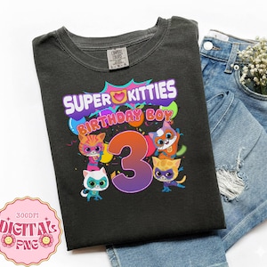 Custom Name SuperKitties Birthday Digital File, Superkitties File, Superkitties Ginny Sparks Bisty Buddy Png, Super Cat Digital Download