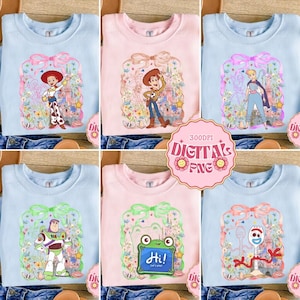 Disneyland Coquette Bow Toy Story PNG, Lindo archivo digital de vacaciones familiares en Magic Kingdom, Archivo vintage de Woody Jessie Buzz Lightyear imagen 1