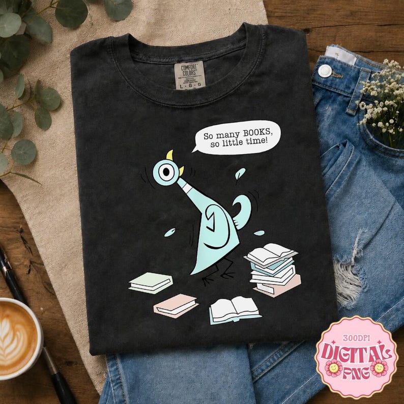 Bundle PNG Pigeon Children's Books, Pigeon Elephant Bookish Gifts Png, Gifts For Bookish, Reader File, Pigeon Meme Funny Instant Download image 5
