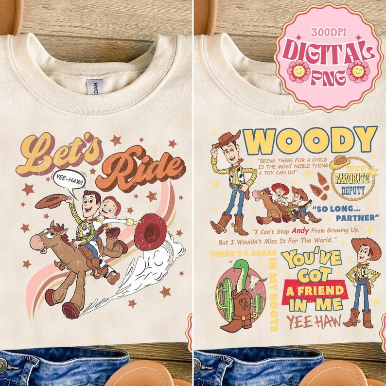 Jessie And Woody Let's Ride Png DisneyPixar Toy Story 2026 Png Jessie Woody Buzz Lightyear Png Magic Kingdom Digital Download image 1