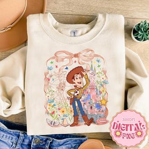 Disneyland Coquette Bow Toy Story PNG, Lindo archivo digital de vacaciones familiares en Magic Kingdom, Archivo vintage de Woody Jessie Buzz Lightyear imagen 5