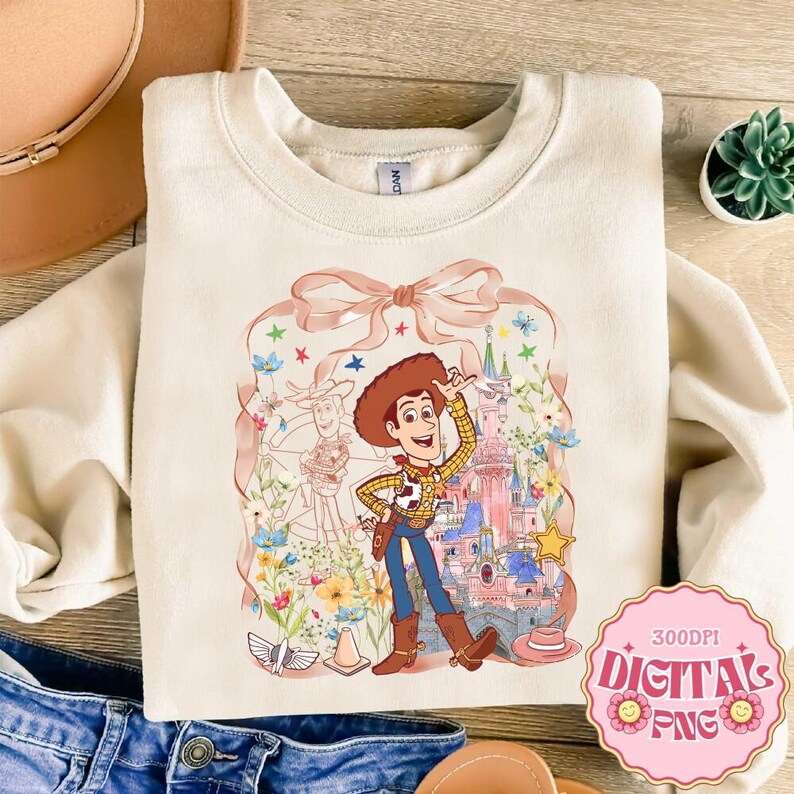 Disneyland Coquette Bow Toy Story PNG, Lindo archivo digital de vacaciones familiares en Magic Kingdom, Archivo vintage de Woody Jessie Buzz Lightyear imagen 5