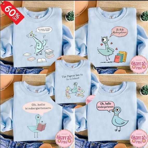 Bundle PNG Pigeon Children's Books, Pigeon Elephant Bookish Gifts Png, Gifts For Bookish, Reader File, Pigeon Meme Funny Instant Download