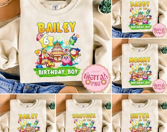 Gepersonaliseerde Kirby-verjaardag png, Kirby-familiebestand, Kirby-verjaardagsploeg, Kirby-spelverjaardagsfamiliebestand, videogame png, verjaardagsfeestje