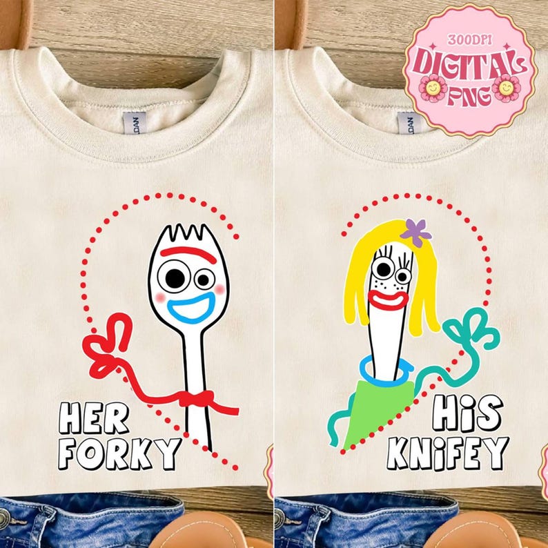 Disneyland Toy Story Knifey Forky Couple Matching Christmas Png, Valentines Day File, Matching, Gifts For Couple, For Boyfriend, Girlfriend image 1