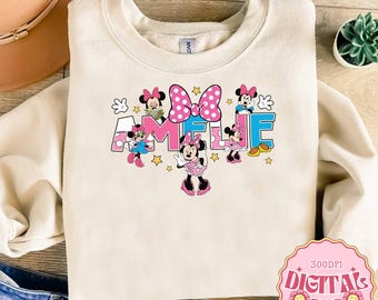 Custom Name Disneyland Minnie Mouse PNG Download, Minnie Family Matching Png, Mom Dad Disneytrip Png, Personalized Mickey Mouse Birthday Png