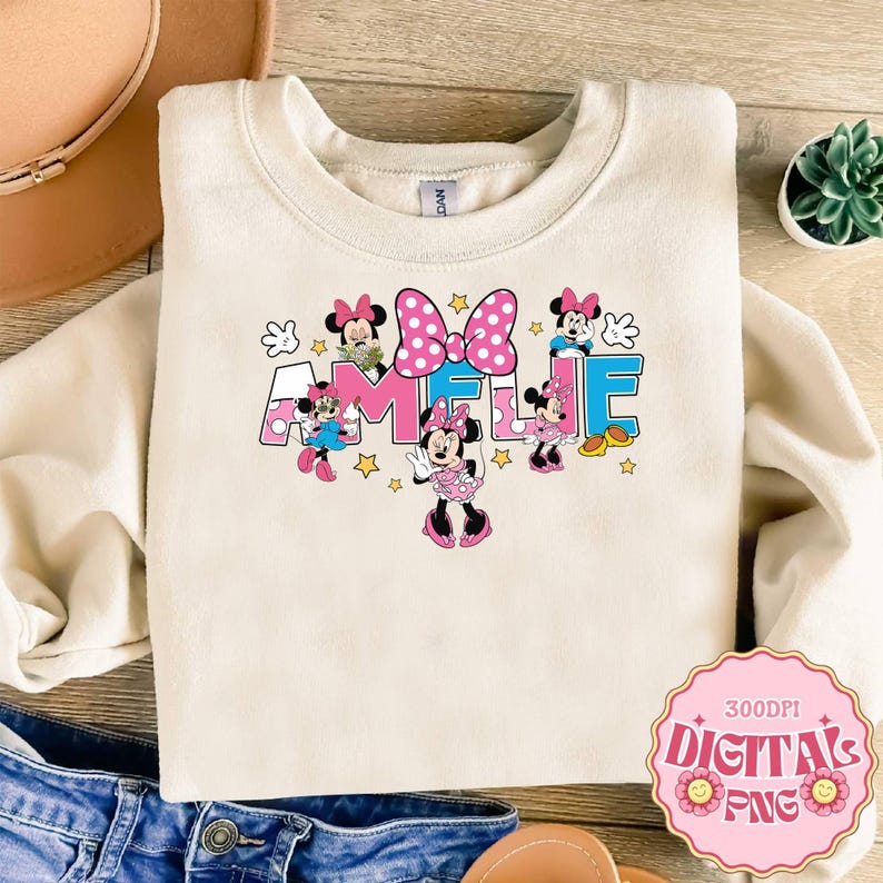 Custom Name Disneyland Minnie Mouse PNG Download, Minnie Family Matching Png, Mom Dad Disneytrip Png, Personalized Mickey Mouse Birthday Png image 1