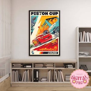 Bilar Filmaffisch png Lightning McQueen kylarfjädrar affischfil, McQueen kolvkopp Disneyland heminredning väggkonst canvas affisch digital