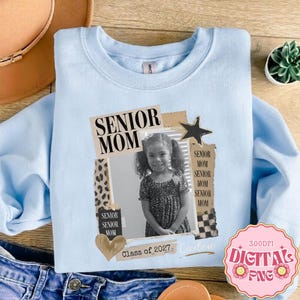 Custom Photo Senior Mom Shirt png, Class of 2026 Graduation Tee png, Proud Mom Gift, High School Graduation png, Proud Family Matching Tee image 2