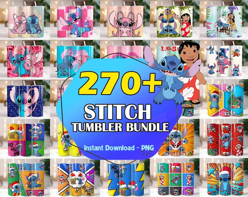270+ Stitch Skinny Tumbler Wrap Design File, Lilo And Stitch Tumbler Wrap Png, Stitch And Angel Disneyworld Instant Download image 1