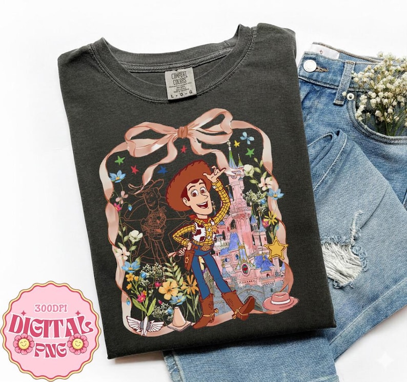 Disneyland Coquette Bow Toy Story PNG, Lindo archivo digital de vacaciones familiares en Magic Kingdom, Archivo vintage de Woody Jessie Buzz Lightyear imagen 4