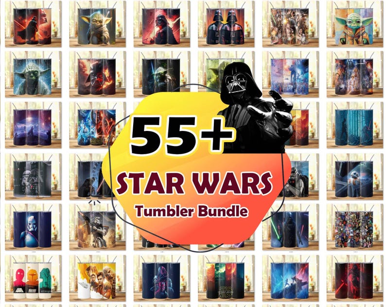 55+ Disneyland Starwars-paketfiler, Starwars smal tumbler png, Darth Vader grogu png, Baby Yoda tumbler-omslagsdesign direkt nedladdning bild 1