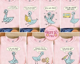 Pigeon Children's Books Bundle PNG, Pigeon Elephant Bookish Gifts Png, Gifts For Bookish, Reader File, Pigeon Meme Funny Instant Download