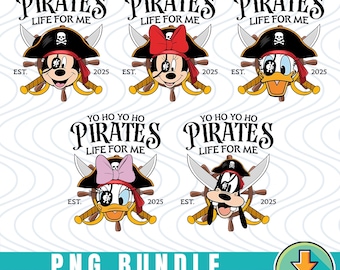 Pirates Disneyland Mickey And Friends Png Bundle, Pirate Cartoon File, Magic Kingdom, Yo Ho Ho Pirate Download, Birthday Party Digital File
