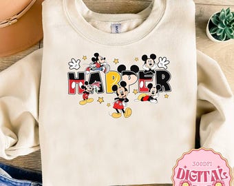 Niestandardowa nazwa Disneyland Mickey Mouse Png do pobrania, rodzina Mickey dopasowująca Png, mama i tata Disneytrip Png, spersonalizowany prezent urodzinowy z Myszką Miki