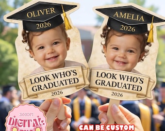 Personalized Class of 2026 Graduation Celebration Photo File,Graduated Photo Fan,Personalized Graduation Fan,Custom Childhood Photo Handheld