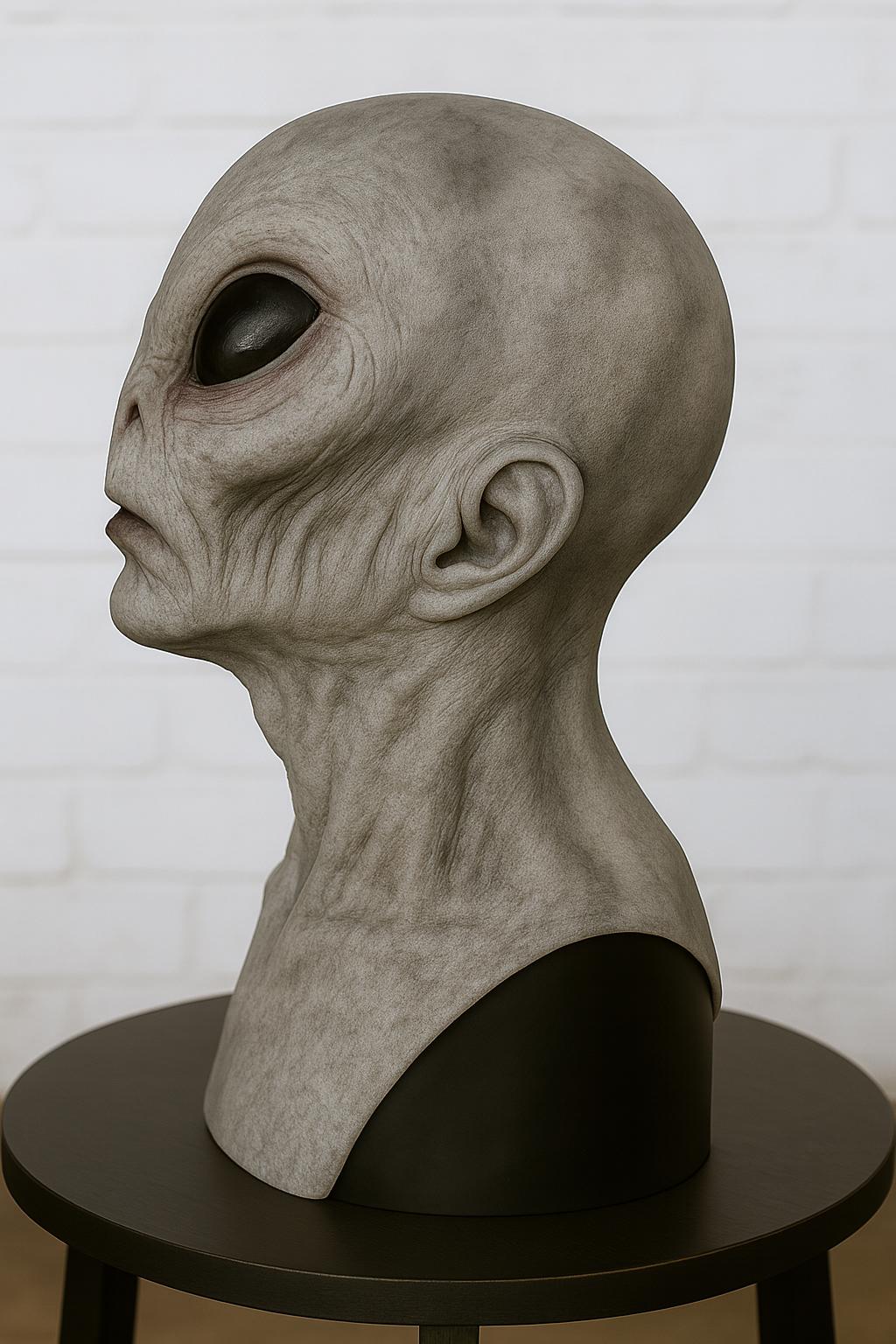 Grey Alien Mask – Realistic Latex Extraterrestrial Head for Halloween ...